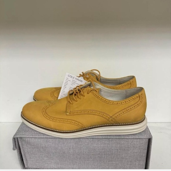 Cole Hann Custom Yellow Brogue Shoes - Picture 2 of 5